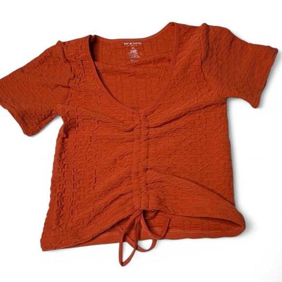 FOREVER 21 Orange Ruched Tie-Front Crop Top - Picture 1 of 3